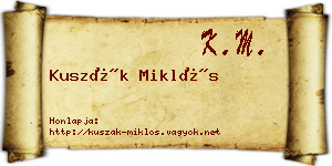 Kuszák Miklós névjegykártya